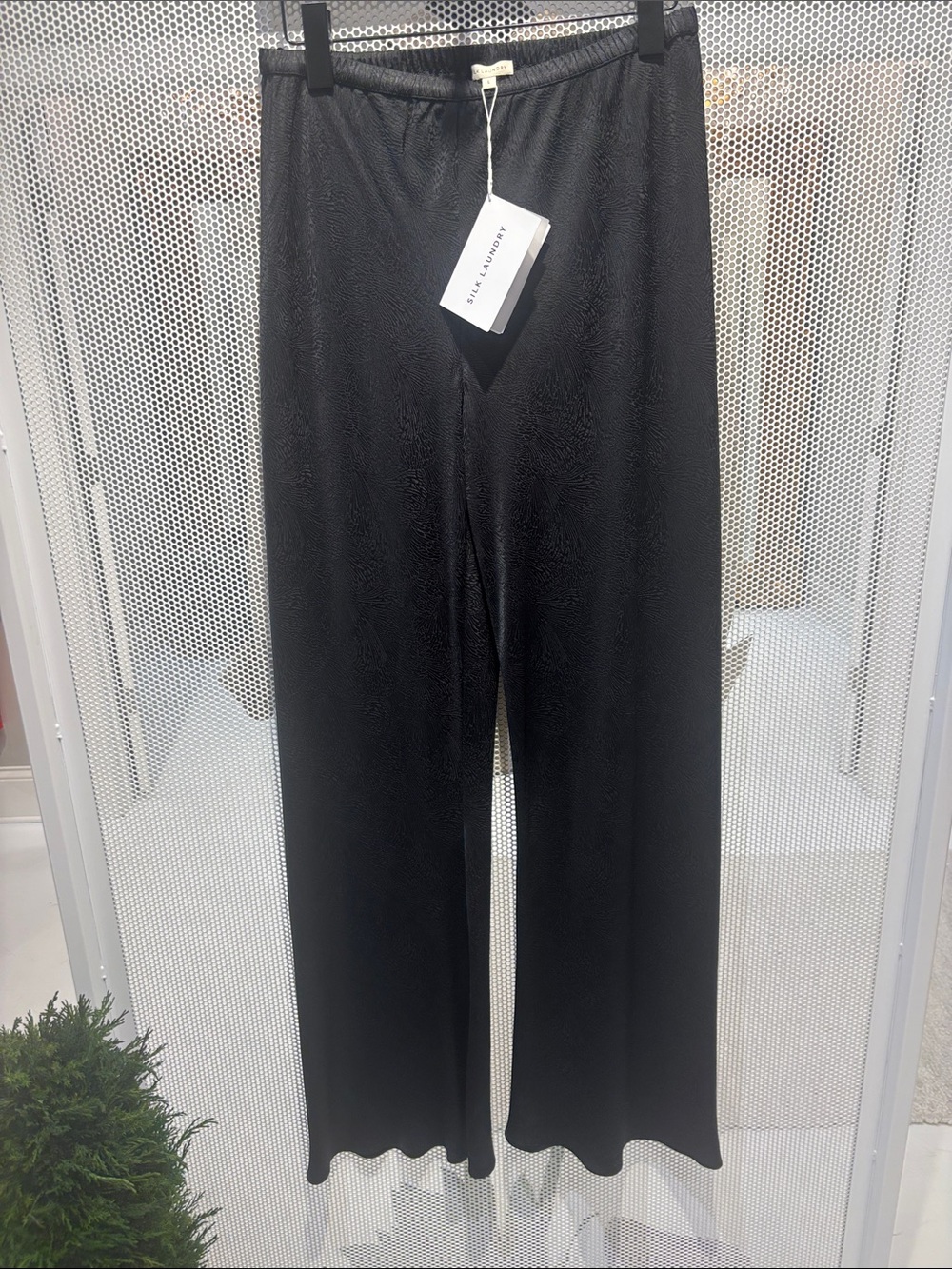 Silk Laundry Bias Cut Pant Black Coral Jacquard